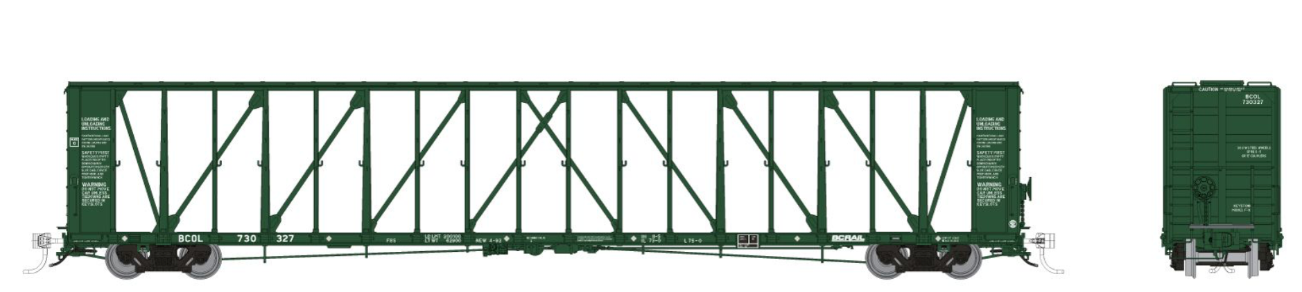 Rapido Trains 174008A HO Scale NSC 73' Centerbeam Flatcar British Columbia BC Rail #s Vary