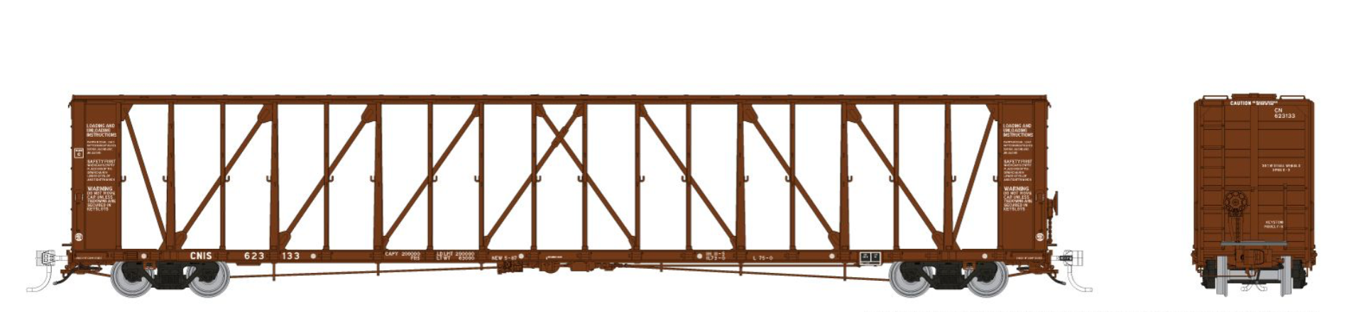 Rapido Trains 174010A HO Scale NSC 73' Centerbeam Flatcar Canadian National CNIS #s Vary