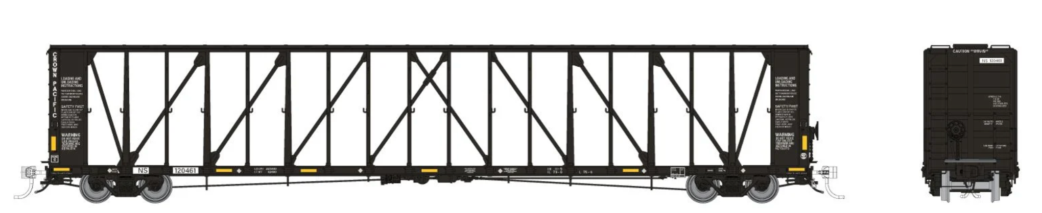 Rapido Trains 174012A HO Scale NSC 73' Centerbeam Flatcar Norfolk Southern NS #s Vary