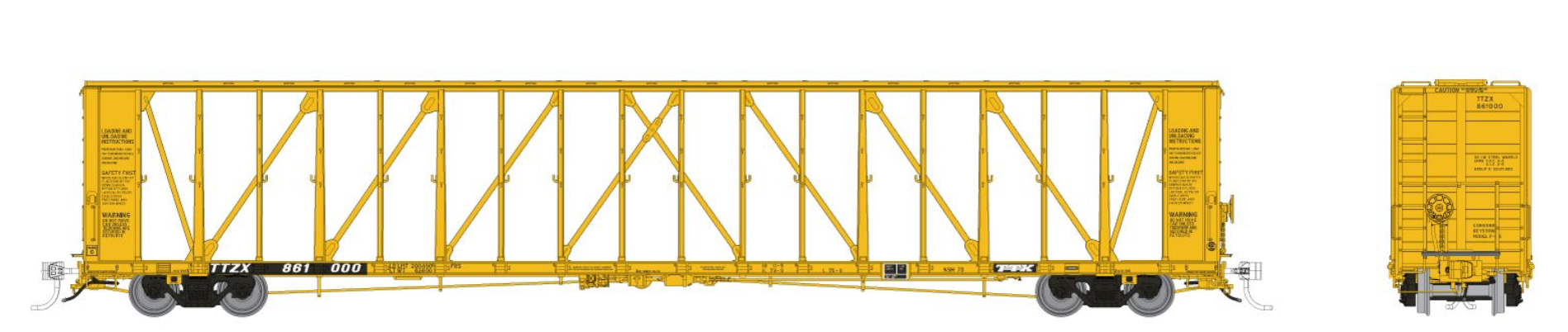 Rapido Trains 174014A HO Scale NSC 73' Centerbeam Flatcar Trailer Train "Early" TTZX #s Vary