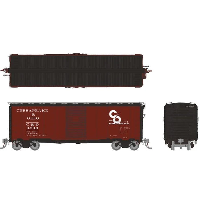 Rapido Trains 180001A HO Scale 1937 AAR Boxcar Chesapeake & Ohio C&O #'s Vary