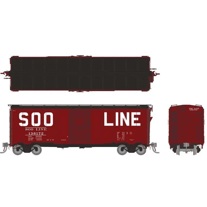 Rapido Trains 180002A HO Scale 1937 AAR Boxcar SOO Line #'s Vary