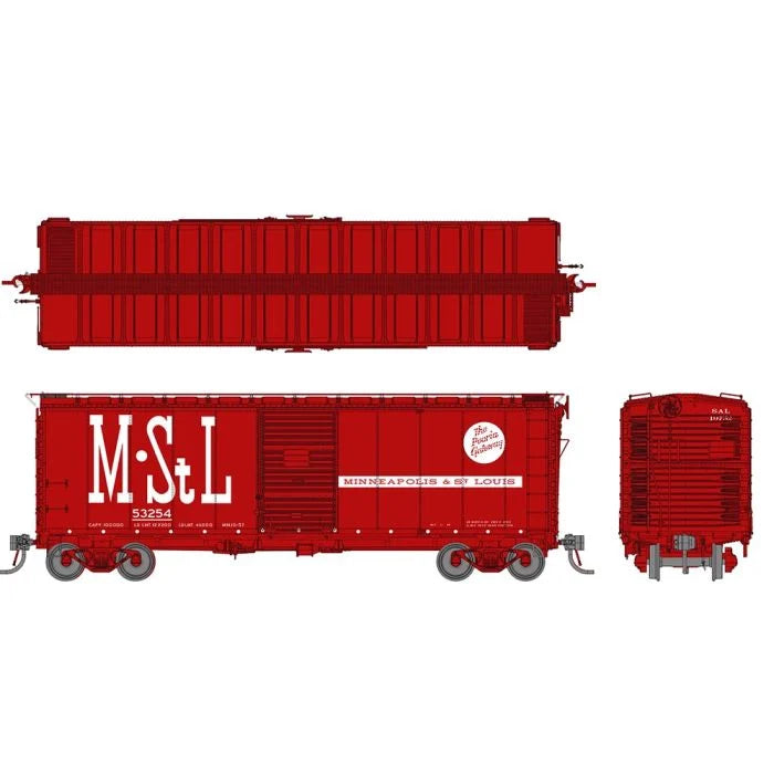 Rapido Trains 181004A HO Scale 1937 AAR Boxcar M&StL Red #'s Vary