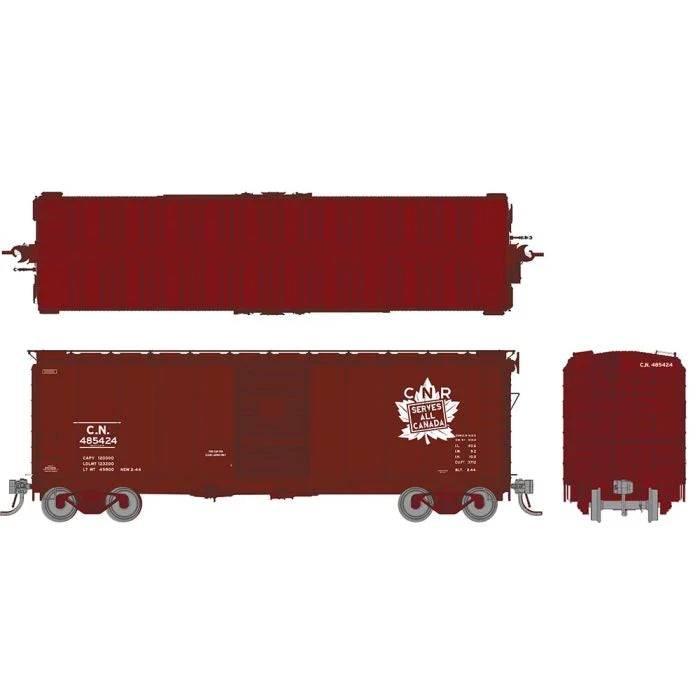 Rapido Trains 182001A HO Scale 1937 AAR Boxcar Canadian National CN White Leaf #'s Vary