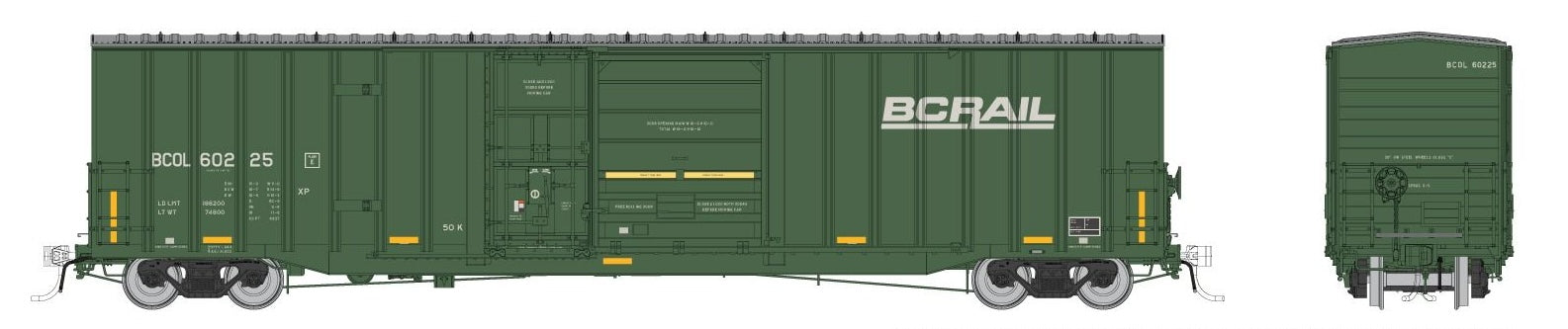 Rapido Trains 191004A HO Trenton Works 6637 Boxcar BC Rail (faded with conspicuity stripes) Single Car #2