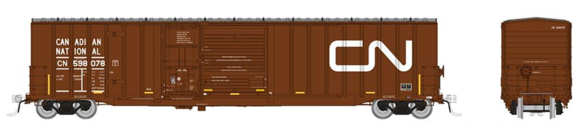 Rapido Trains 193004A HO Scale Trenton Works 6348 Boxcar Canadian National CN with Conspicuity #s Vary
