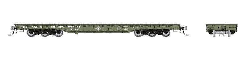 Rapido Trains 199001A HO Scale Magor 54' Flatcar US ARMY USAX (# Varies Single Car)