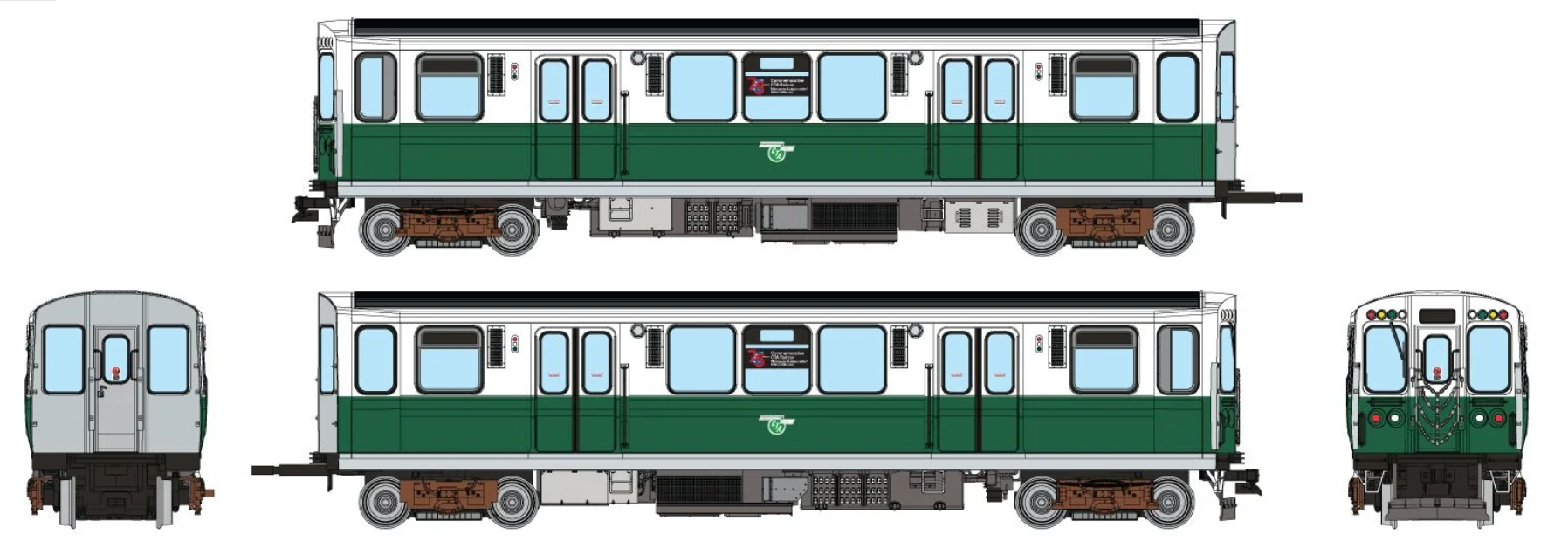 Rapido Trains 208517 HO Scale CTA 2600-series L (DC/DCC/Sound): 75th Anniversary White/Green: #2849 + 2850