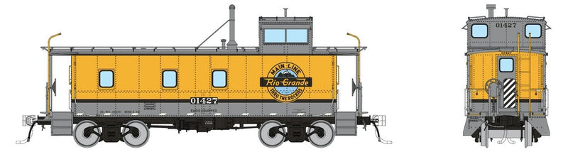 Rapido Trains 225017 HO Scale Rio Grande Steel Caboose D&RGW 01427 (Post War Mods - Aspen Gold / Main Line)