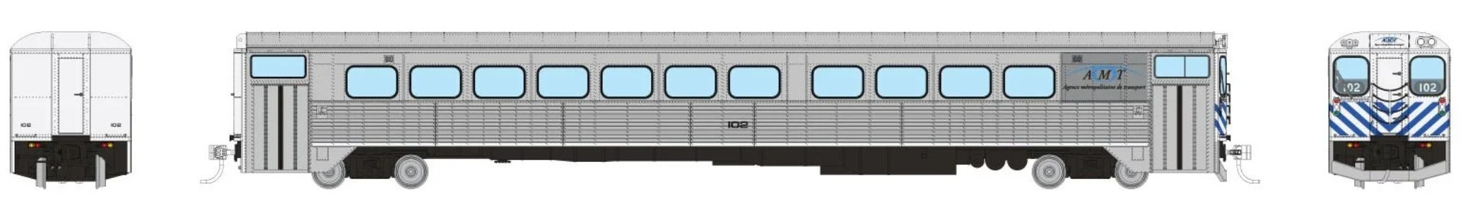 Rapido Trains 226104 HO Scale H-S Commuter Cab Coach AMT Montreal 102