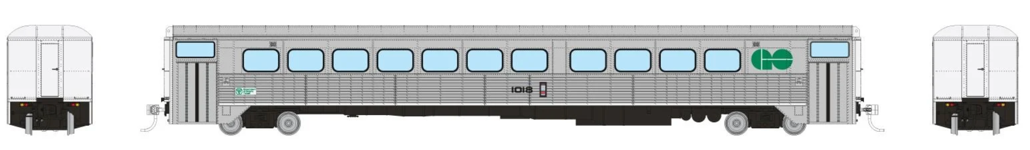 Rapido Trains 226110 HO Scale H-S Commuter Coach GO Transit "Late" 1018