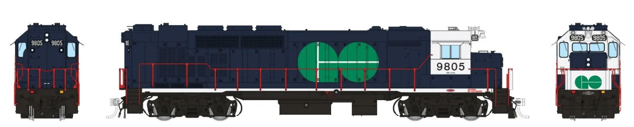 Rapido Trains 34004 HO Scale GP40TC Diesel GO Transit "Blue Scheme" 9805 - DC