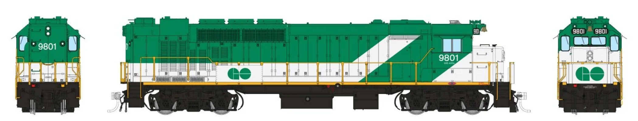Rapido Trains 34005 HO Scale GP40TC Diesel GO Transit 9801 - DC