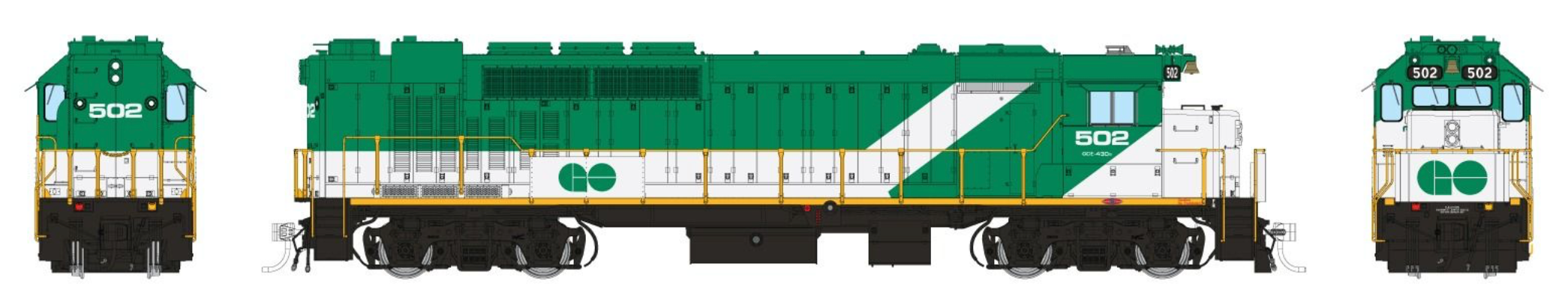 Rapido Trains 34007 HO Scale GP40TC Diesel GO Transit "Early Font" 502 - DC