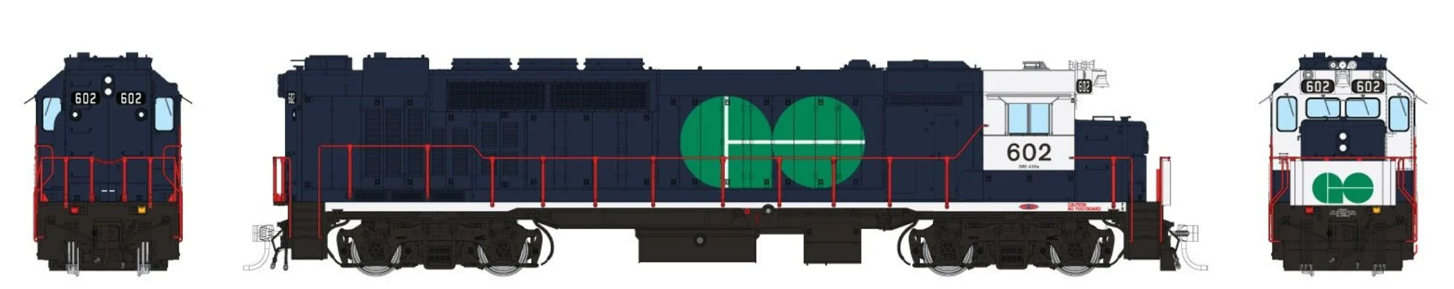 Rapido Trains 34503 HO Scale GP40TC Diesel GO Transit "Blue Scheme" 602 (DC/DCC/Sound)