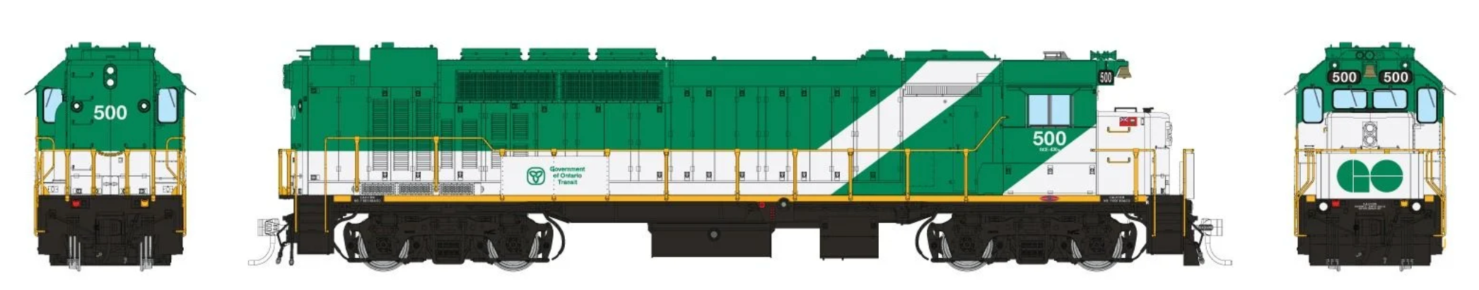 Rapido Trains 34509 HO Scale GP40TC Diesel GO Transit "Late Font" 500 (DC/DCC/Sound)