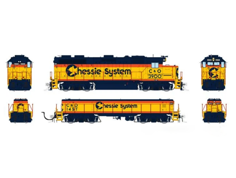 Rapido Trains 39021 HO EMD GP39 Mother+Slug Chessie System C&O 3909 + 140T - DC