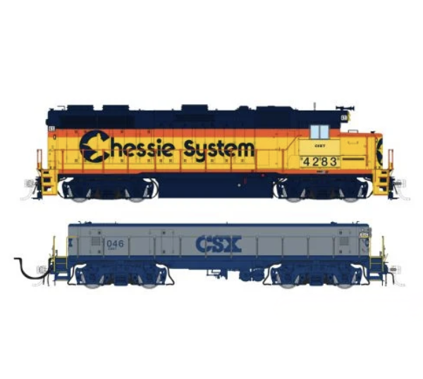 Rapido Trains 39023 HO EMD GP39 Mother+Slug CSX Chessie Patch 4284 + 1046 - DC