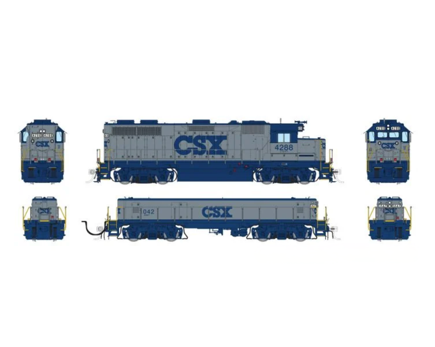 Rapido Trains 39025 HO EMD GP39 Mother+Slug CSX Grey & Blue 4288 + 1042 - DC