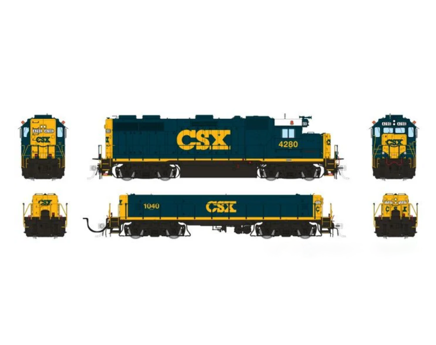 Rapido Trains 39031 HO EMD GP39 Mother+Slug CSX YN3 Scheme 4280 + 1040 - DC