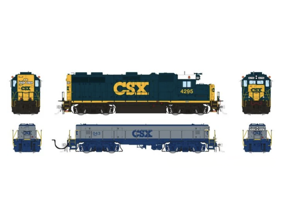 Rapido Trains 39533 HO EMD GP39 Mother+Slug CSX YN3 Scheme 4295 + 1043 (in G&B) - DCC & Sound