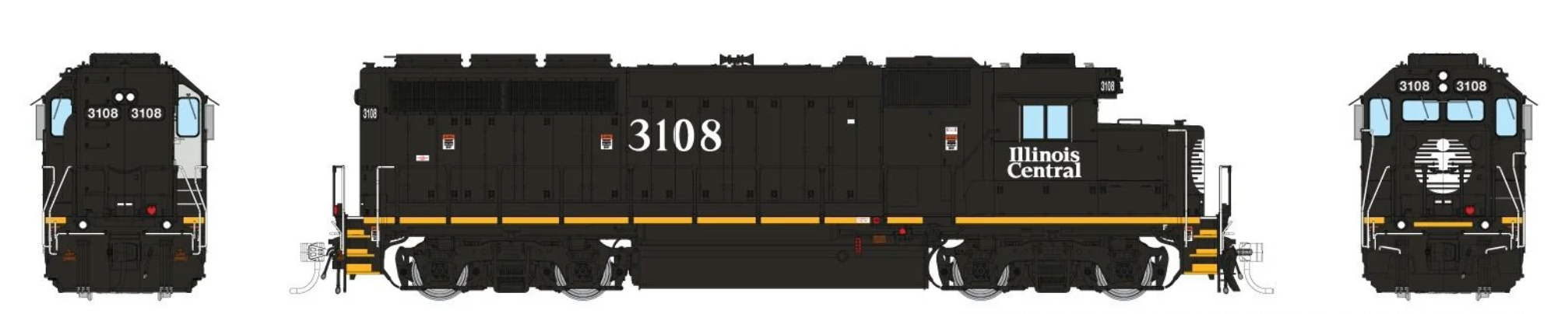 Rapido Trains 40552 HO EMD GP40R Illinois Central NW 3108 (DCC & Sound)