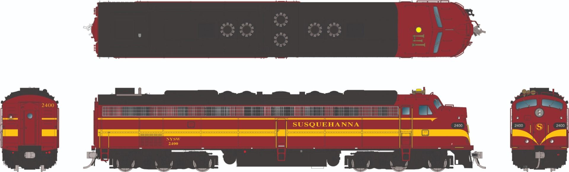 Rapido Trains HO EMD E9A with HEP Susquehanna NYS&W