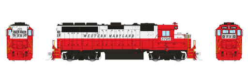 Rapido Trains HO EMD GP40: Western Maryland - Circus Scheme: #3796