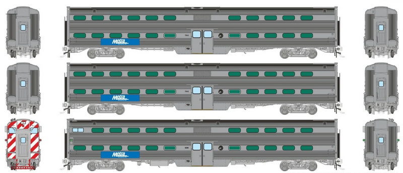 Rapido Trains HO Gallery Commuter Car: Metra - Early Logo: Set