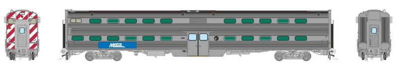 Rapido Trains HO Gallery Commuter Car: Metra - Modern Logo, Dummy Cab with Windows