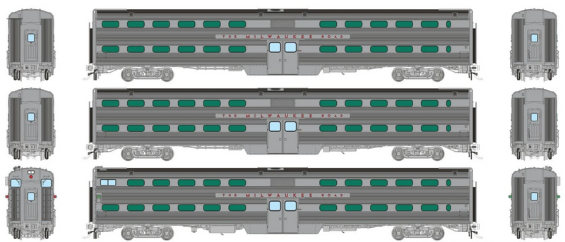Rapido Trains HO Gallery Commuter Car: Milwaukee Road: Set