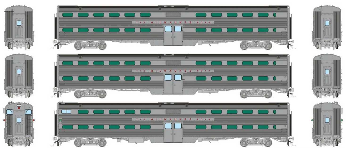 Rapido Trains 145012 HO Gallery Commuter Car: Milwaukee Road: Set #2 ...