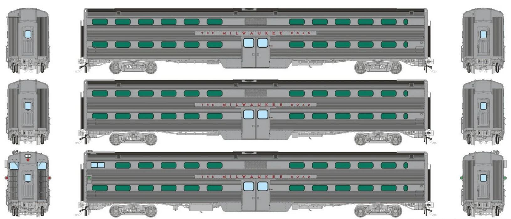 Rapido Trains HO Gallery Commuter Car: Milwaukee Road: Set