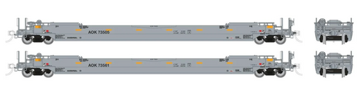 Rapido Trains HO Scale 53' Husky-Stack Well Car 2-Pack AOK