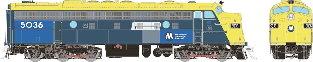 Rapido Trains HO Scale EMD FL9: Metro North - Blue & Yellow Patch: #5036