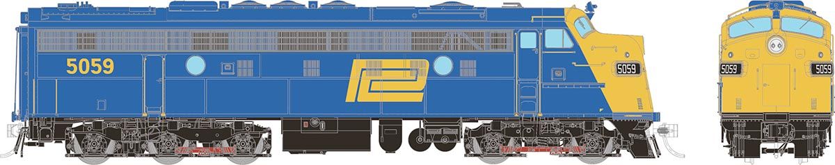 Rapido Trains HO Scale EMD FL9: Penn Central - Blue & Yellow: #5059