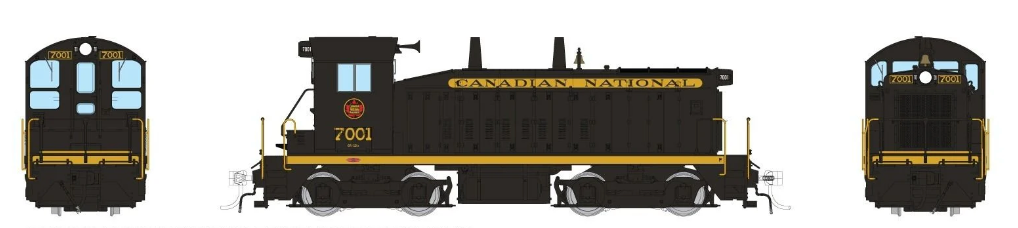 Rapido Trains HO Scale EMD SW9: Canadian National - Post-54 Black Scheme