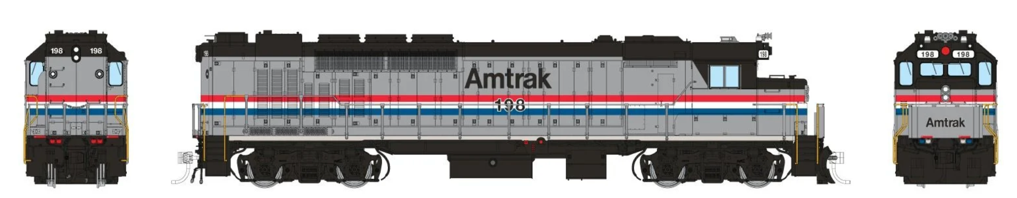 Rapido Trains HO Scale GP40TC Diesel Amtrak Phase 3 198