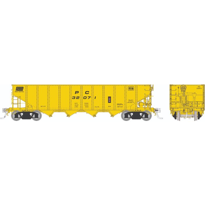 Rapido Trains HO Scale H21G 4 Bay Hopper Penn Central MOW Yellow