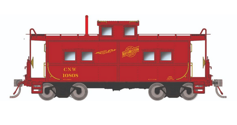 Rapido Trains HO Scale Northeastern Style Caboose (Porthole Windows) C&amp;NW "Red Scheme"