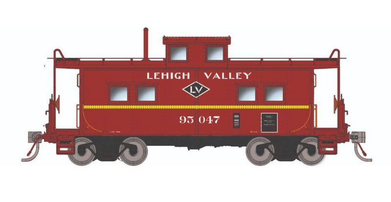 Rapido Trains HO Scale Northeastern Style Caboose (Porthole Windows) Lehigh Valley "Black Diamond" LV