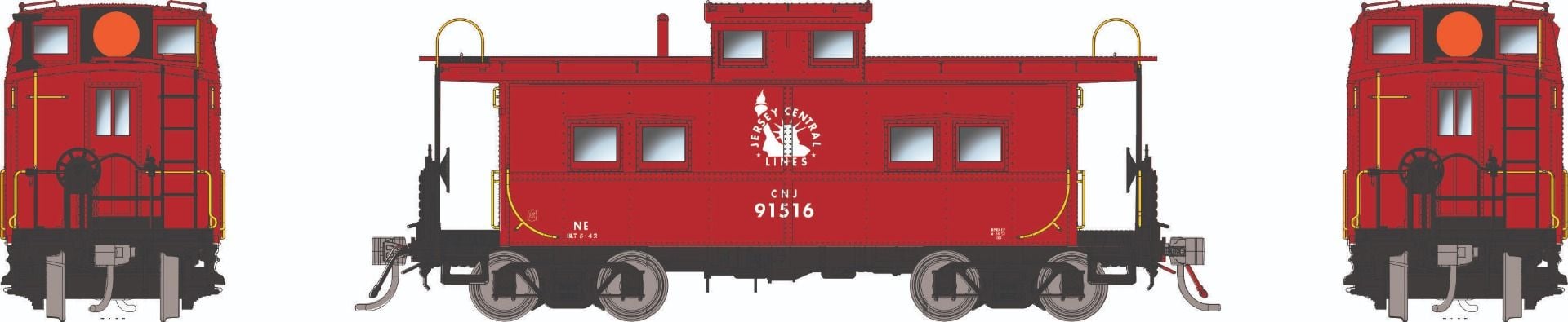 Rapido Trains HO Scale Northeastern Style Steel Caboose Central of New Jersey CNJ