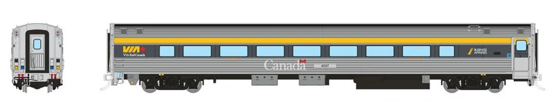 Rapido Trains HO VIA HEP2 Coach: VIA Rail - Grey Scheme