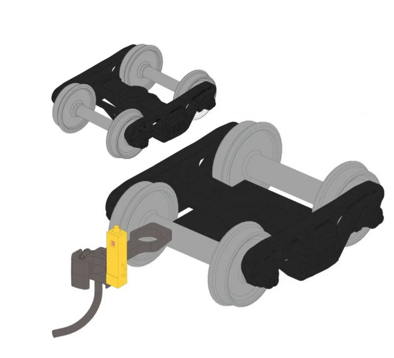 Rapido Trains Rapido Bits: HO Track-Powered EOT Flasher + Trucks: Yellow