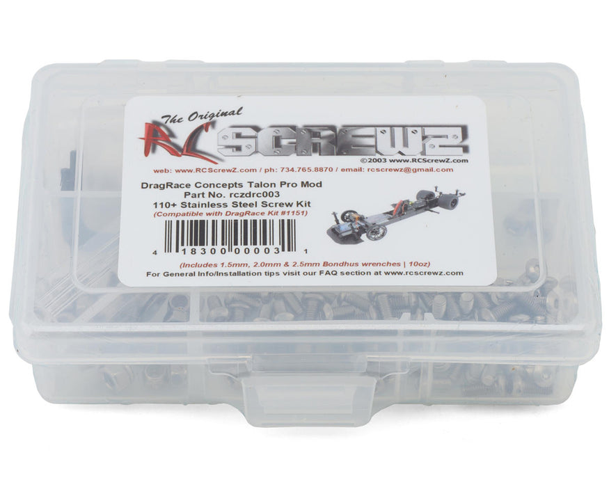 RC Screwz RCZDRC003 DragRace Concepts Talon Pro Mod Stainless Steel Screws Kit