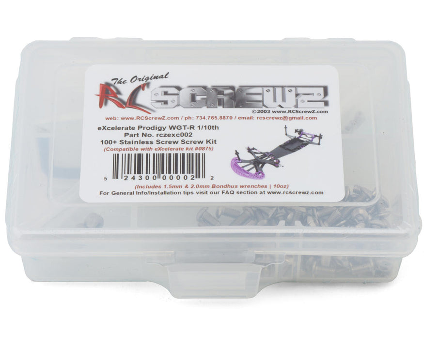 RC Screwz RCZEXC002 eXcelerate Prodigy WGT-R Stainless Steel Screws Kit