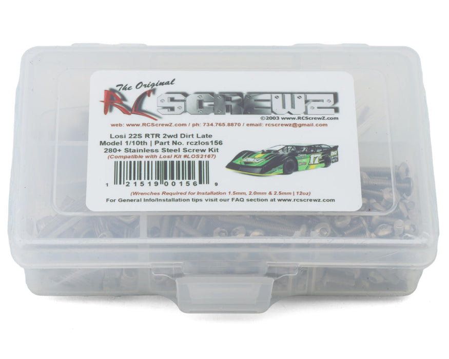 RC Screwz RCZLOS156 Losi 22S 1/10 2WD Dirt Late Model Stainless Steel Screw Kit