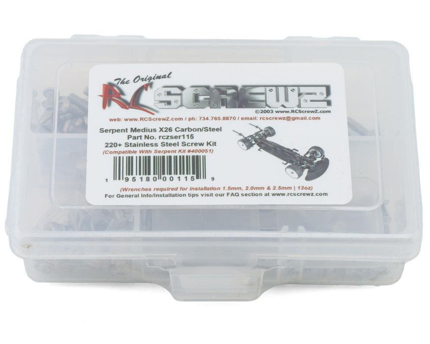 RC Screwz RCZSER115 Serpent Medius X26 Stainless Steel Screw Kit