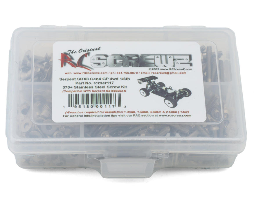 RC Screwz RCZSER117 Serpent SRX8 Gen4 GP 1/8 Buggy Stainless Steel Screw Kit