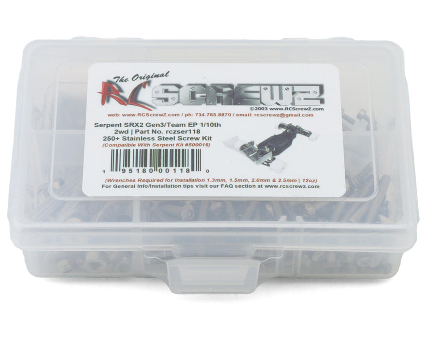 RC Screwz RCZSER118 Serpent SRX2 Gen3/Team EP 1/10 2WD Buggy Stainless Steel Screw Kit
